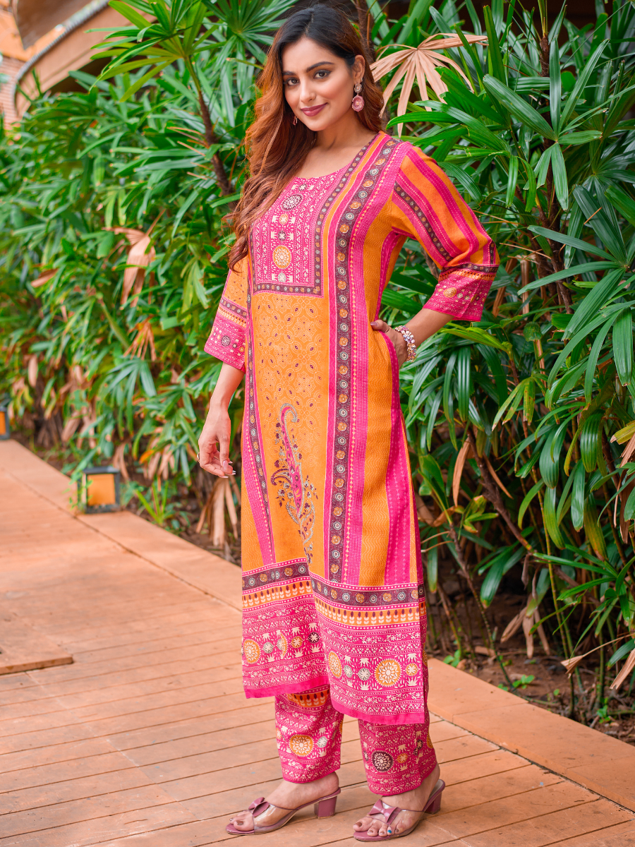 Sanjh Sunrise Pure Muslin Co-ord Set/Pant Set